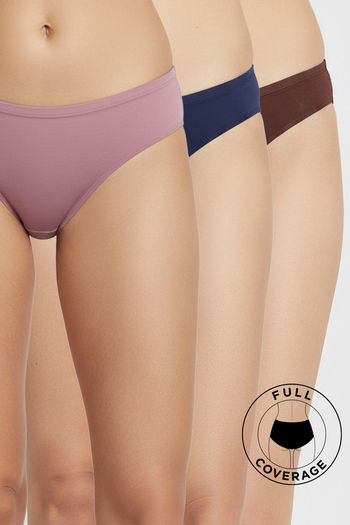 Buy Zivame Low Rise Full Coverage Bikini Panty (Pack of 3) - Multicolor